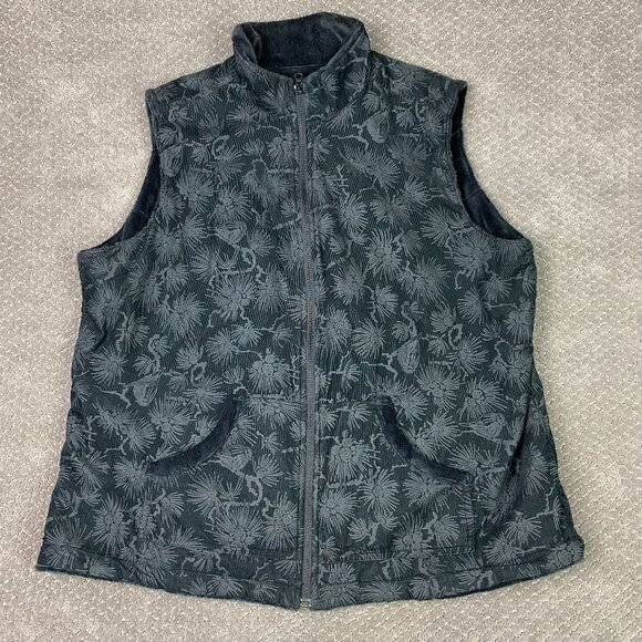 Columbia Reversible Vest Women's 2X Black Corduroy Fleece Full Zip - Picture 1 of 15